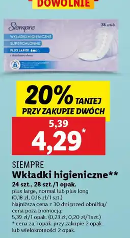 Lidl SIEMPRE Wkładki higieniczne oferta