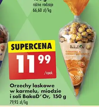 Biedronka Orzechy laskowe w karmelu, miodzie i soli Bakad'or oferta