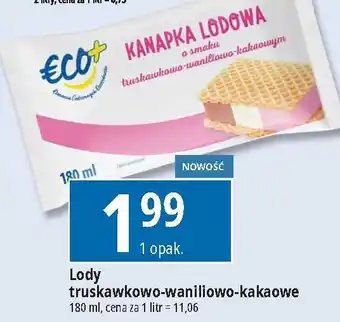 E.Leclerc Kanapka lodowa waniliowo-truskawkowo-kakaowa Eco+ oferta