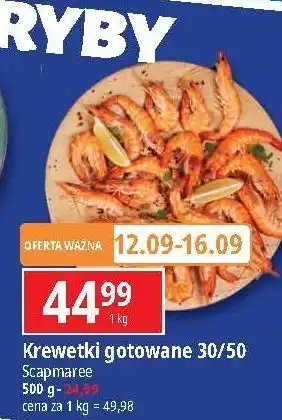 E.Leclerc Krewetki całe gotowane 30/50 Scapmaree oferta