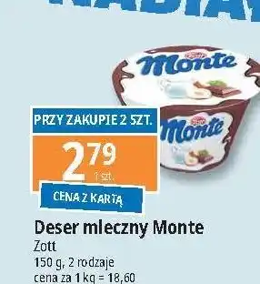 E.Leclerc Deser mleczno-czekoladowy z orzechami Zott Monte oferta