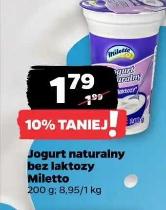 Netto Jogurt naturalny bez laktozy 0% Miletto oferta