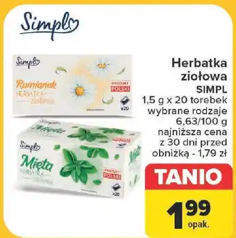 Carrefour Herbatka ziołowa SIMPL oferta