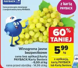 Winogrona jasne bezpestkowe
