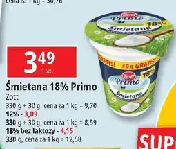 E.Leclerc Śmietana 18 % bez laktozy Zott primo oferta