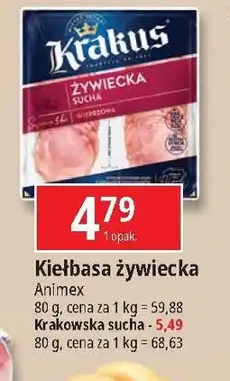 E.Leclerc Kiełbasa krakowska sucha Krakus animex oferta