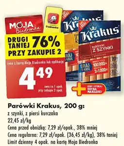 Biedronka Parówki z piersi kurczaka Krakus Animex oferta