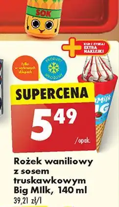 Biedronka Lód waniliowy z sosem truskawkowym Algida Big Milk oferta