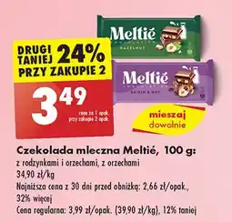Biedronka Czekolada mleczna z rodzynkami Meltie oferta