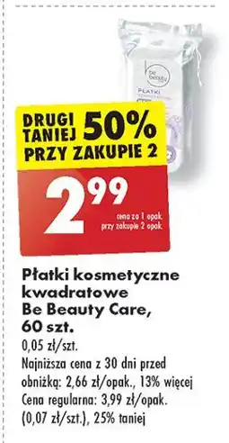 Biedronka Płatki kosmetyczne maxi kwadratowe Be Beauty Care oferta