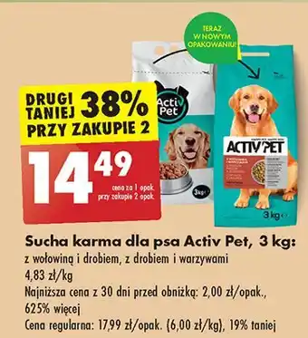 Biedronka Karma dla psa z wołowiną i drobiem Activ Pet oferta