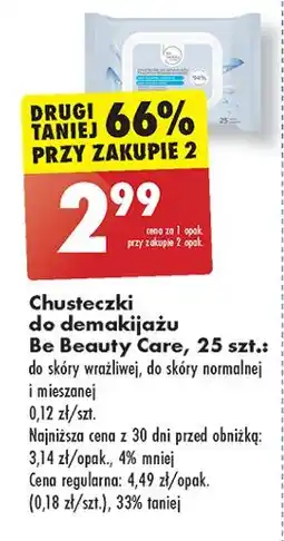 Biedronka Chusteczki do demakijażu cery normalnej i mieszanej Be Beauty Face Expertiv oferta