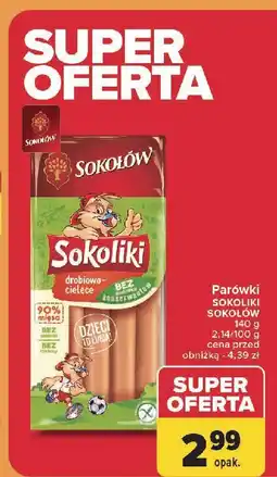 Carrefour Parówki drobiowo cielęce bez glutenu i laktozy Sokołów Sokoliki oferta