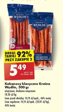 Biedronka Kabanosy klasyczne wieprzowe Kraina wędlin oferta