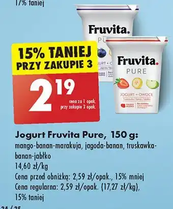 Biedronka Jogurt truskawka-banan-jabłko Fruvita pure Fruvitaland oferta