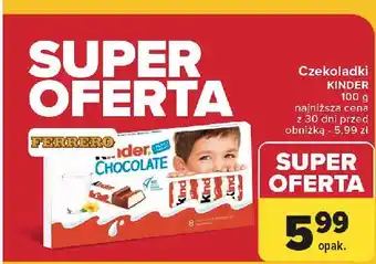 Carrefour Batoniki z mlecznej czekolady nadzieniem mlecznym Kinder Chocolate oferta