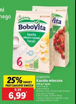 Lidl Kaszka mleczno- ryżowa z bananami Bobovita oferta