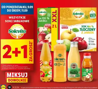 Lidl Sok 100% tłoczony jabłkowy Solevita oferta