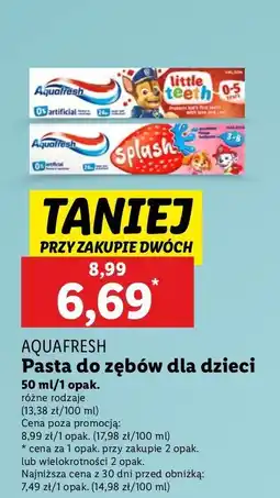 Lidl Pasta do zębow truskawkowa 3-8 lat Aquafresh Splash oferta