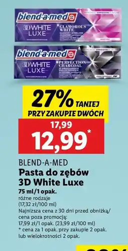 Lidl Pasta do zębów perfection charcoal Blend-A-Med 3D White Luxe oferta