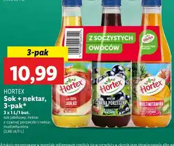 Lidl Zestaw: sok 100% pomarańcza + jabłko nektar czarna porzeczka Hortex oferta