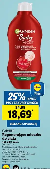 Lidl Mleczko regenurujące skóra bardzo sucha Garnier Body oferta