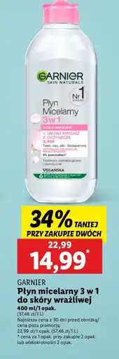 Lidl Płyn micelarny do skóry wrażliwej Garnier Skin Naturals oferta