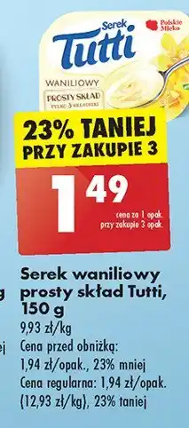 Biedronka Serek waniliowy prosty skład Tutti oferta