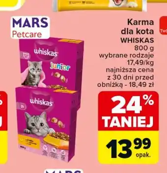 Carrefour Karma dla kota z kurczakiem Whiskas oferta