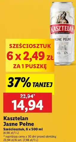 Lidl Piwo Kasztelan Jasne Pełne 6-pak oferta