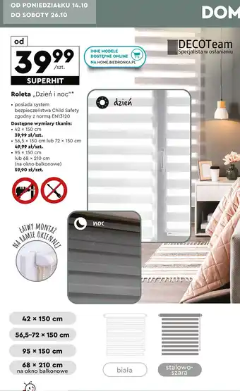 Biedronka Roleta balkonowa dzień i noc 68 x 210 cm Decoteam oferta