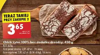 Biedronka Chleb żytni 100% bez dodatku drożdży oferta