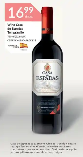 Stokrotka Wino Casa de Espadas Tempranillo 750ml oferta