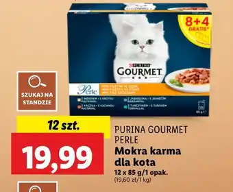 Lidl Karma dla kota fileciki w sosie z indykiem + tuńczykiem kaczką jagnięciną Purina Gourmet Perle oferta