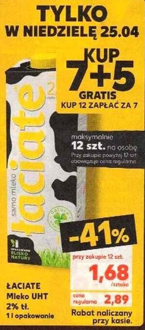 Kaufland Mleko Łaciate UHT 2% 1l oferta