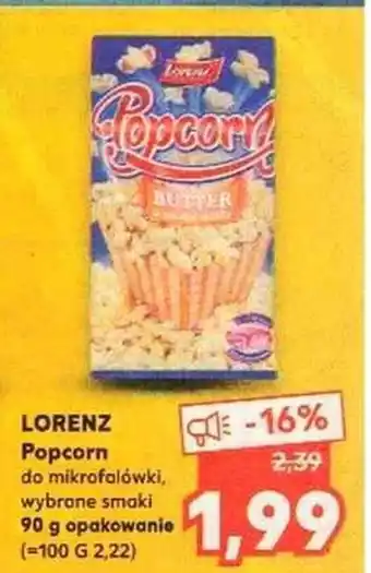 Kaufland Popcorn Lorenz solony, maślany 90g oferta