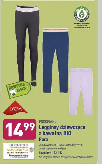 ALDI Legginsy dziewczęce z bawełną bio rozm. 122-152 1 SZT oferta