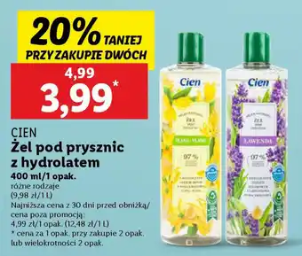 Lidl Cien Żel pod prysznic z hydrolatem oferta