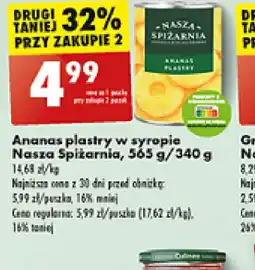 Biedronka Ananas plastry w syropie Nasza Spiżarnia oferta