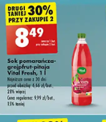 Biedronka Sok pomarańcza-grejpfrut-pitaja Vital Fresh oferta