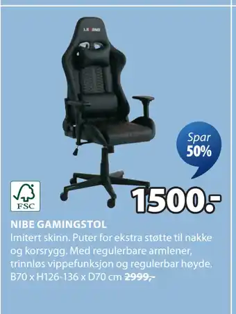 JYSK NIBE GAMINGSTOL oferta