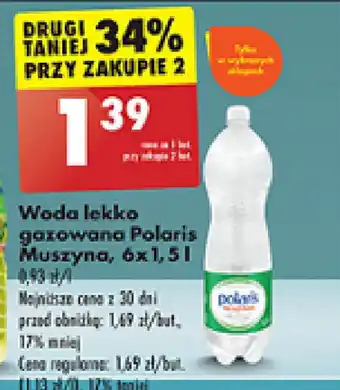 Biedronka Woda lekko gazowana Polaris Muszyna oferta