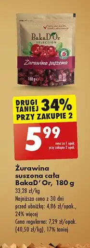 Biedronka Żurawina suszona Bakad'or oferta