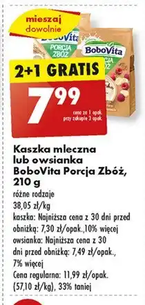 Biedronka Owsianka z ryżem banan-malina Bobovita porcja zbóż oferta