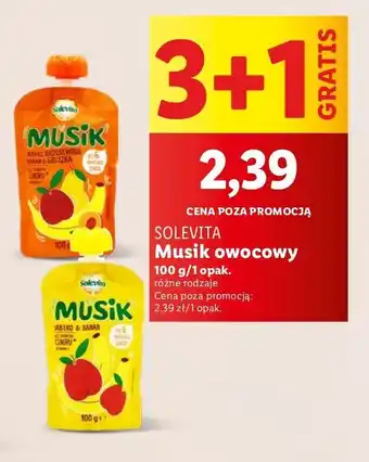 Lidl Musik jabłko-brzoskwinia-banan-gruszka Solevita oferta