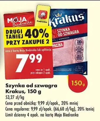 Biedronka Szynka od szwagra Krakus Animex oferta