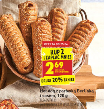 Biedronka Hot dog z parówką Berlinką i sosem 120g oferta