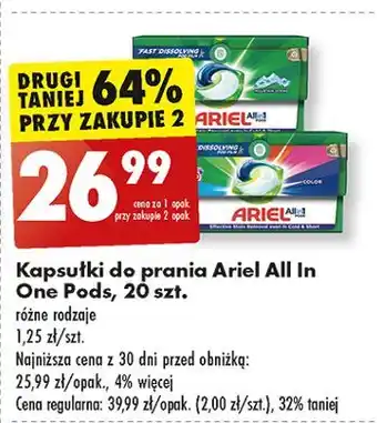 Biedronka Kapsułki do prania mountain spring Ariel All In 1 oferta