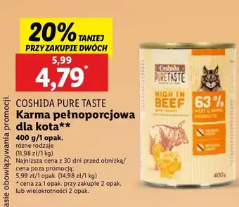 Lidl Karma dla kota wołowina i kurczak Coshida Pure Taste oferta