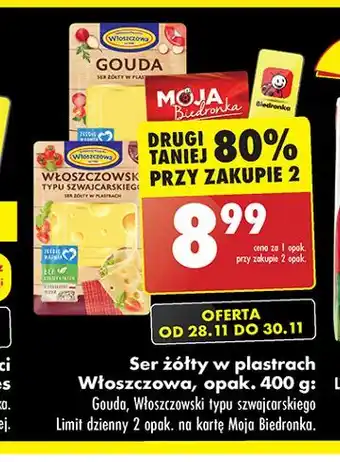 Biedronka Ser włoszczowski typu szwajcarskiego Włoszczowa oferta